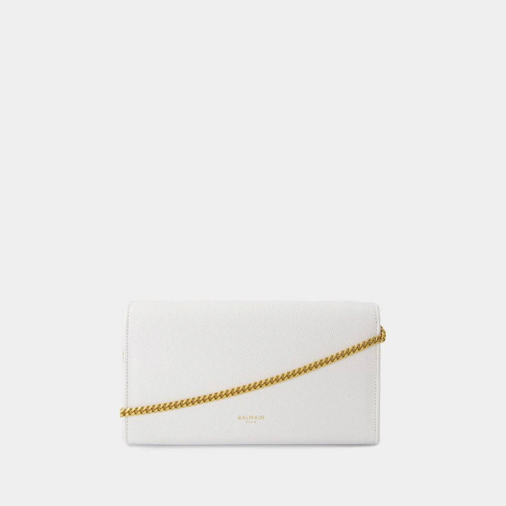 Balmain Emblème clutch van generfd kalfsleer White Dames