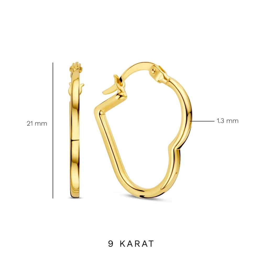 Beloro Jewels Della Spiga Luna 9 Karaat Hartjes Oorbellen