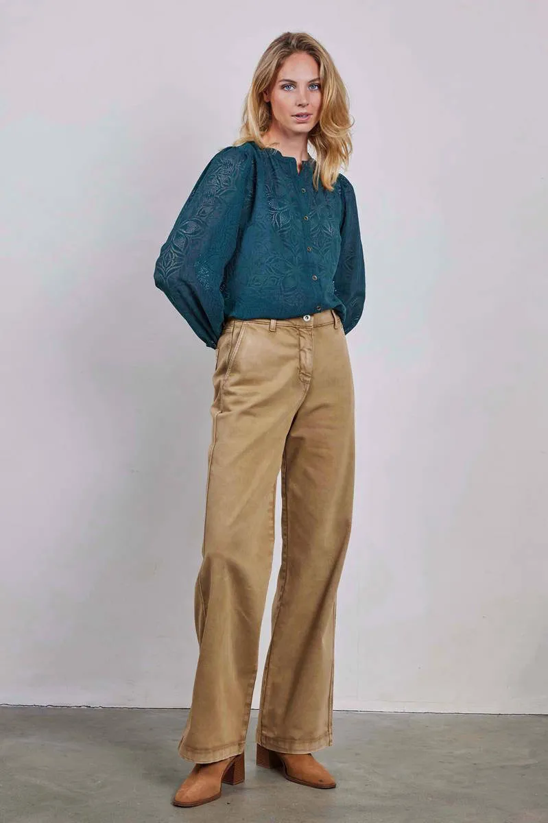 Didi wide leg broek bruin  