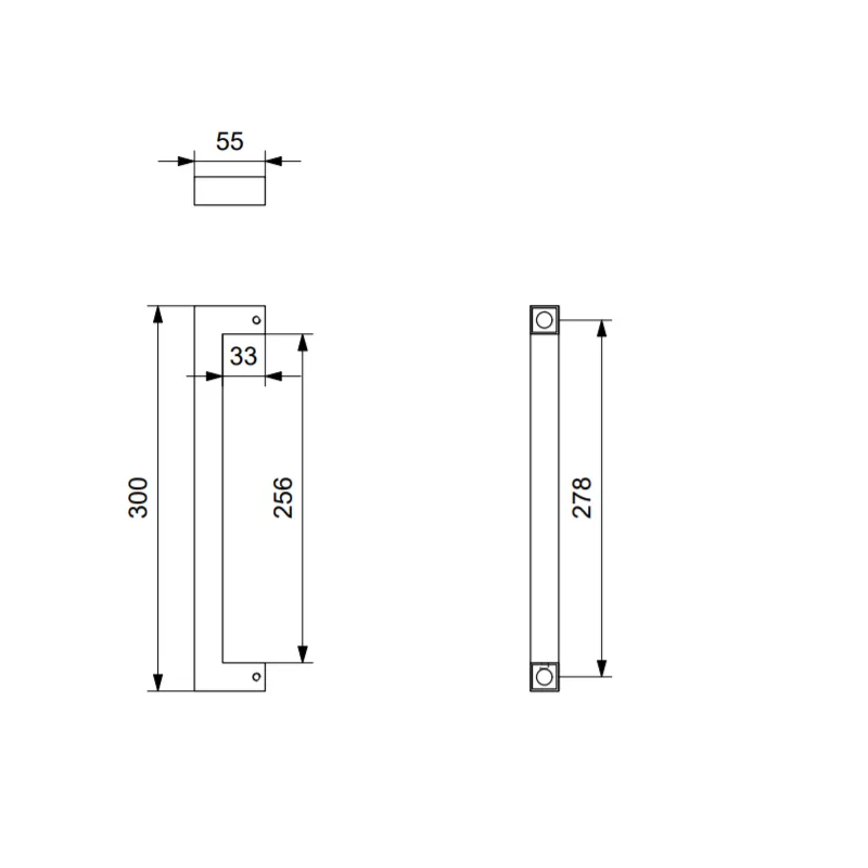 GPF Deurgreep GPF11 vierkant 22x300/278mm hoogte 55mm zwart