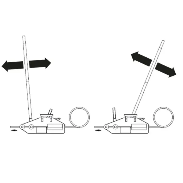 Handlier, behuizing van aluminium legering. Compleet met bedieningshendel, touw en haak