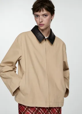 Parka met contrasterende kraag