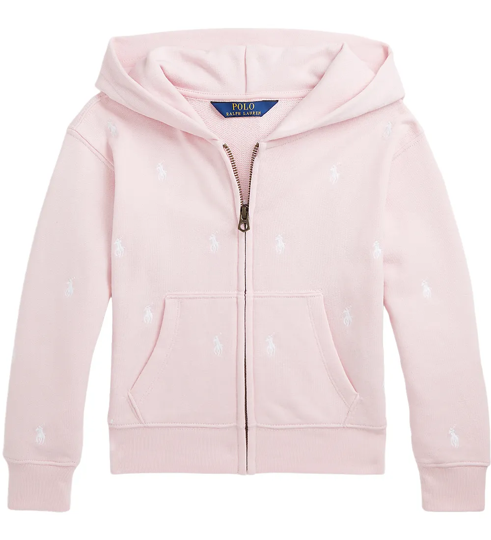 POLO RALPH LAUREN CARDIGAN  ROZE/WIT M, LOGO'S
