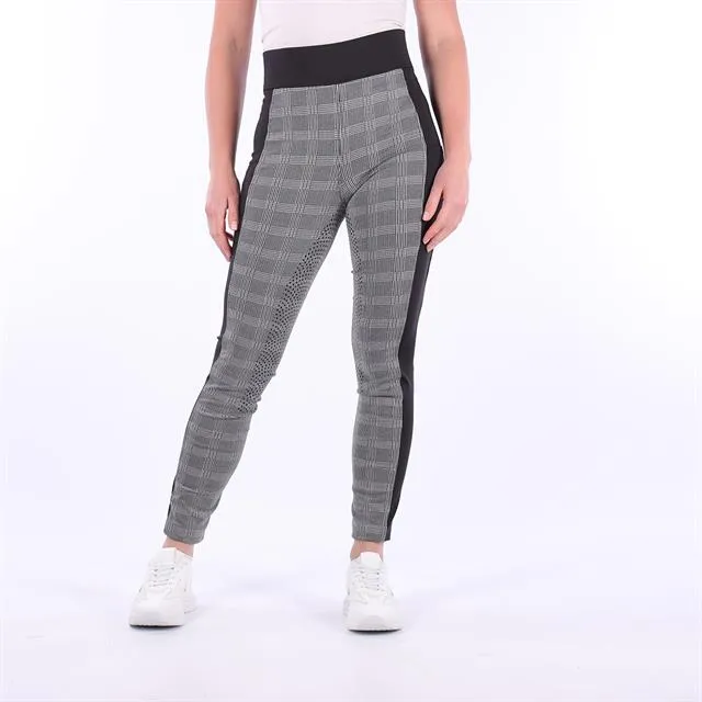 RIJLEGGING MONTAR HOUNDSTOOTH FULL GRIP ZWARTWIT