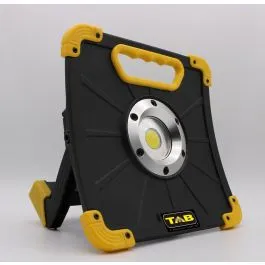 TAB PROFESSIONAL LIGHTING® 30W COBLED BOUWLAMP, HYBRIDE, WERKLAMP OP ACCU EN 230V,  4 LICHTSTANDEN, 3000 LM, IP67, PLAATSBAAR